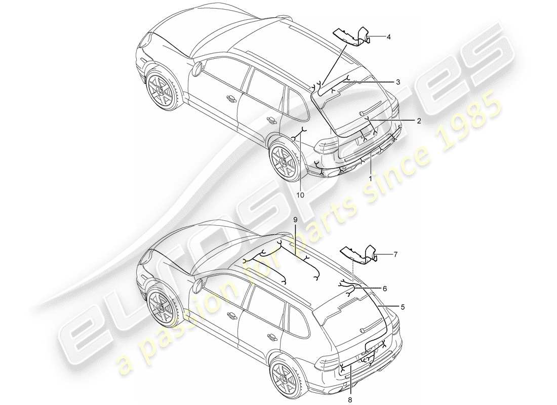 porsche cayenne (2010) wiring harnesses part diagram