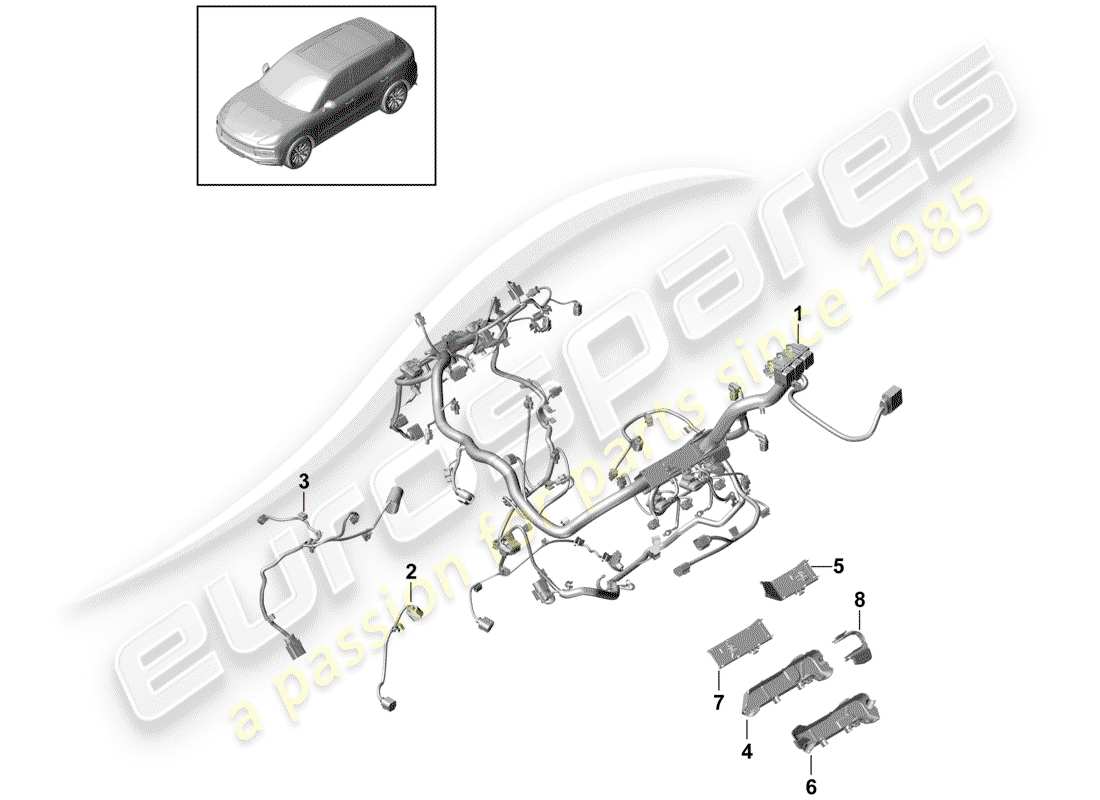 porsche cayenne e3 (2019) wiring harnesses part diagram