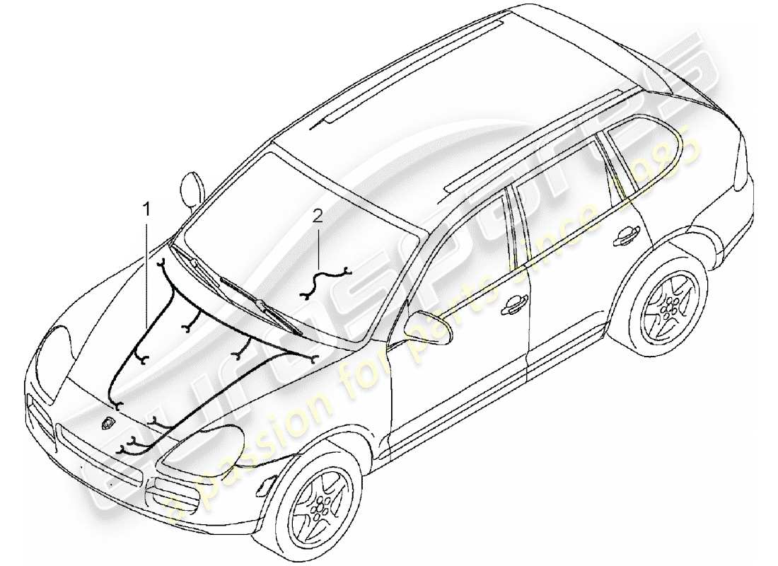 porsche cayenne (2003) wiring harnesses part diagram