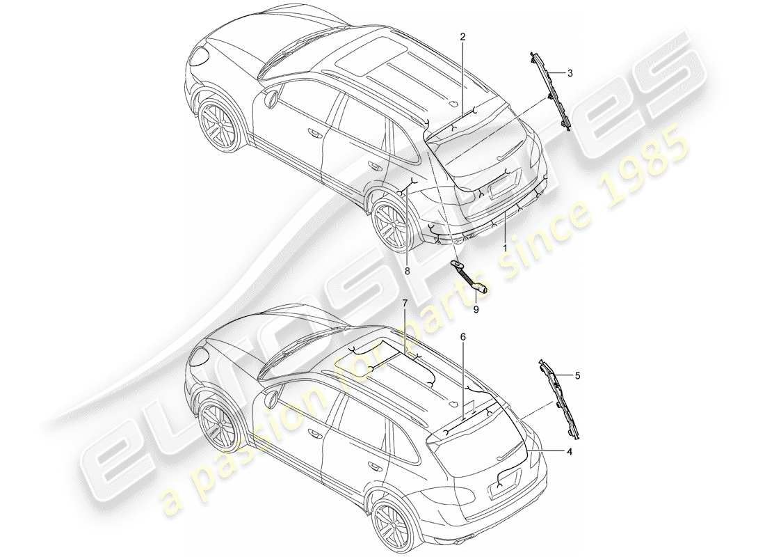 porsche cayenne e2 (2017) wiring harnesses part diagram