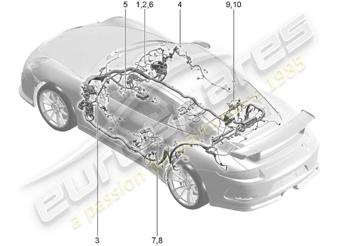 porsche 991r/gt3/rs (2020) wiring harnesses part diagram