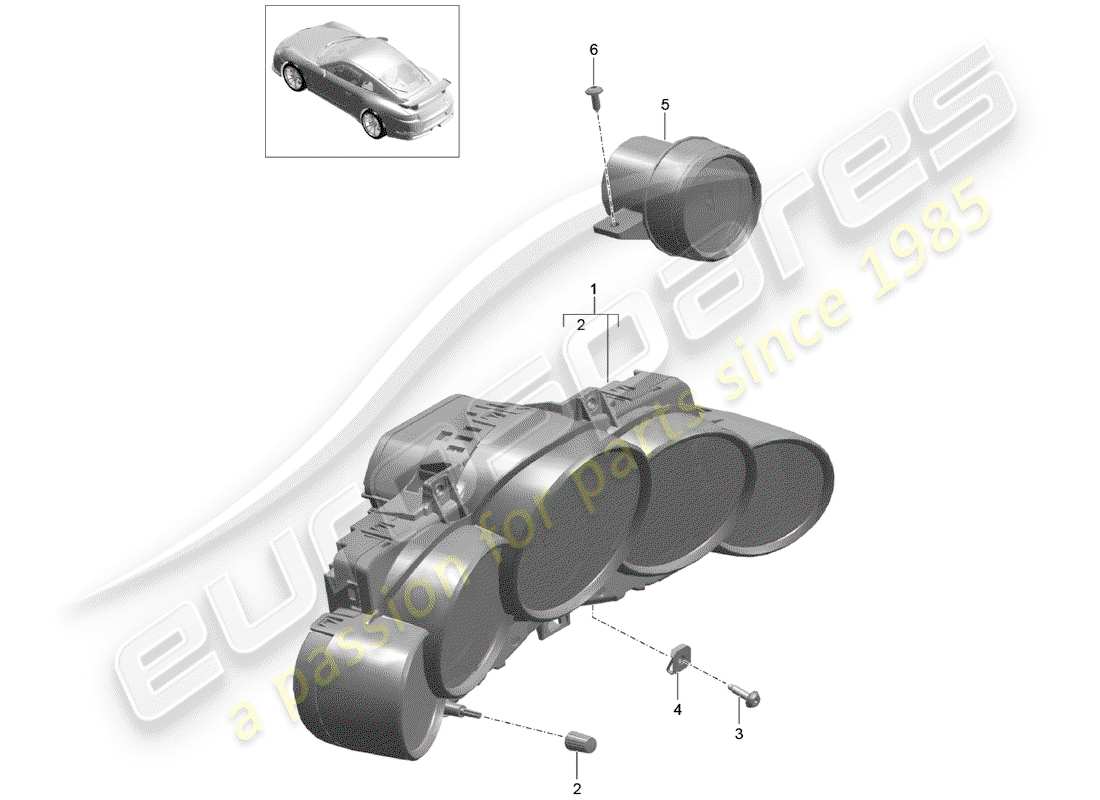 porsche 991r/gt3/rs (2020) instrument cluster part diagram