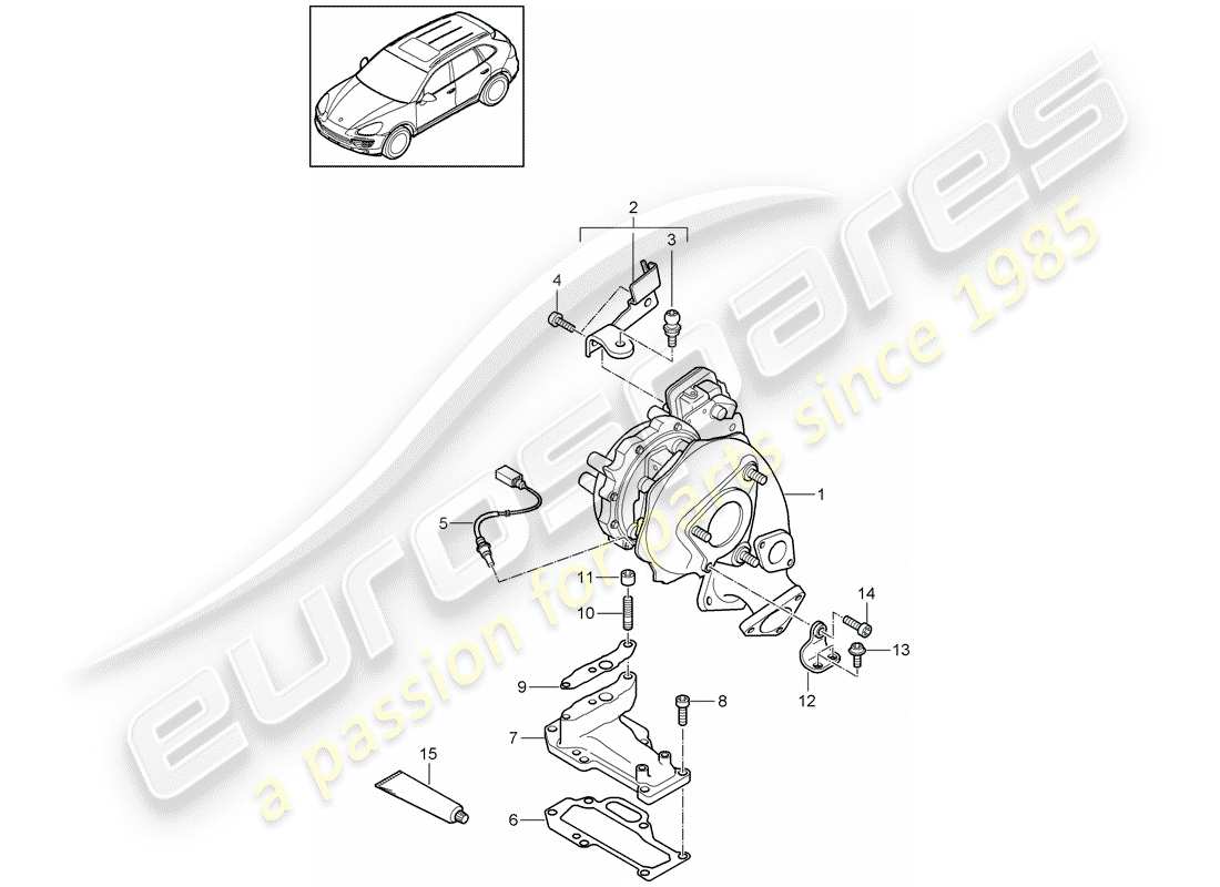 porsche cayenne e2 (2017) exhaust gas turbocharger part diagram