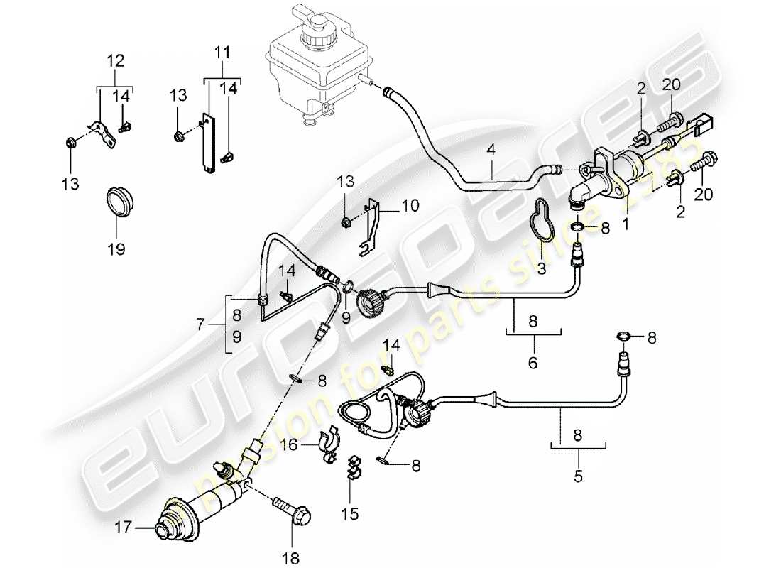 porsche cayenne (2003) hydraulic clutch part diagram