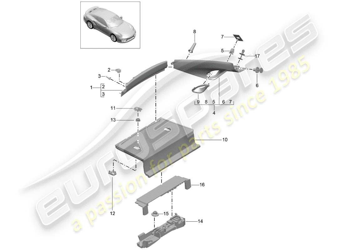 porsche 991 turbo (2020) trims part diagram