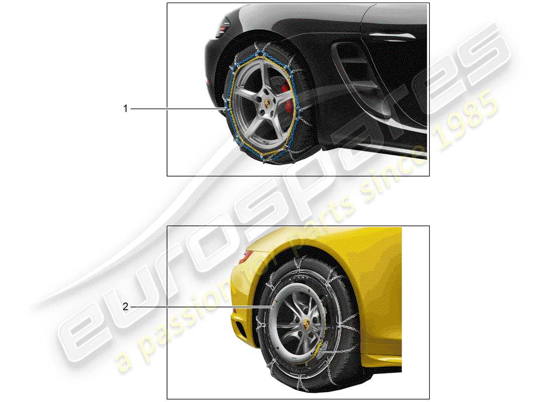 porsche tequipment 98x/99x (2020) snow chains part diagram