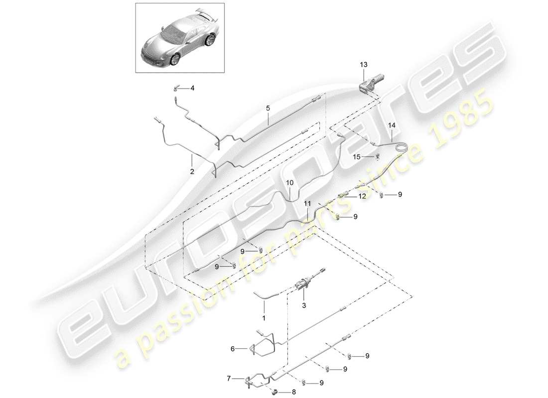 porsche 991r/gt3/rs (2020) hydraulic clutch part diagram