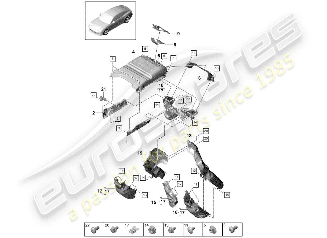 porsche panamera 971 (2017) exhaust system part diagram