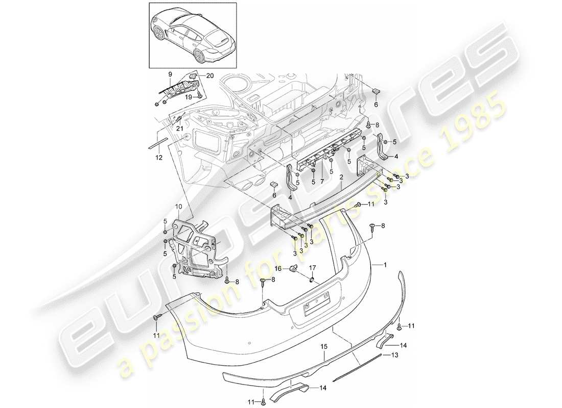 porsche panamera 970 (2010) bumper part diagram