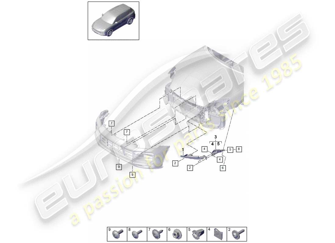 porsche cayenne e3 (2018) fasteners part diagram