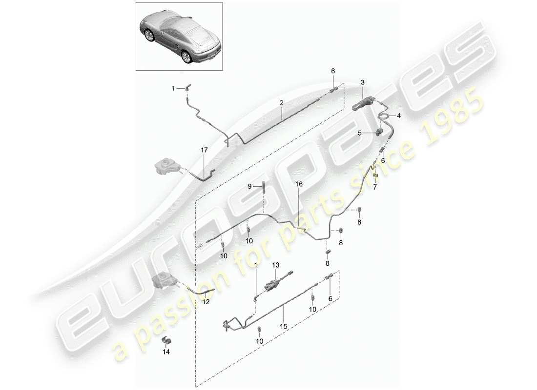 porsche cayman 981 (2015) clutch actuation part diagram