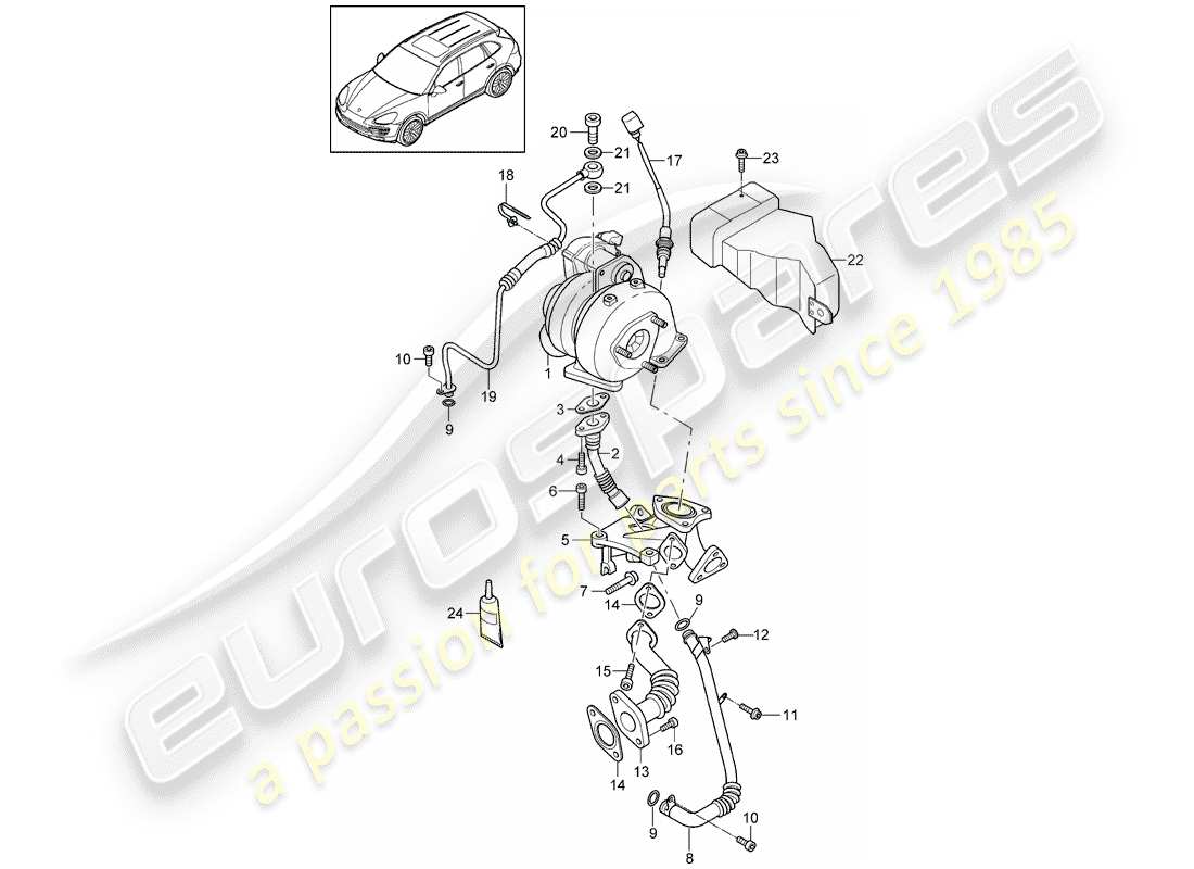 porsche cayenne e2 (2017) exhaust gas turbocharger part diagram