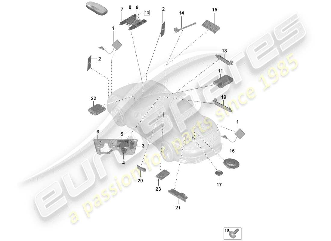 porsche 2020 antenna part diagram