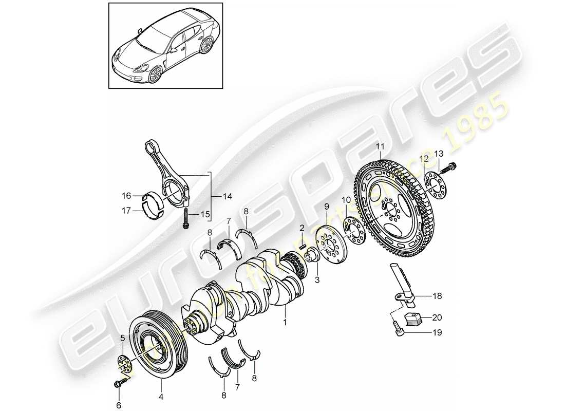 porsche panamera 970 (2010) crankshaft part diagram