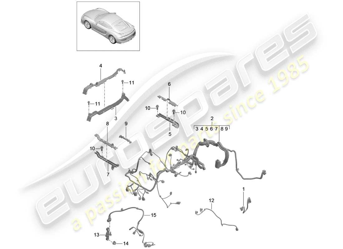 porsche cayman gt4 (2016) wiring harnesses part diagram