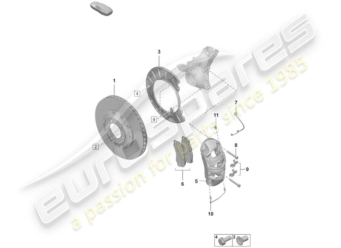 porsche 2020 disc brakes part diagram