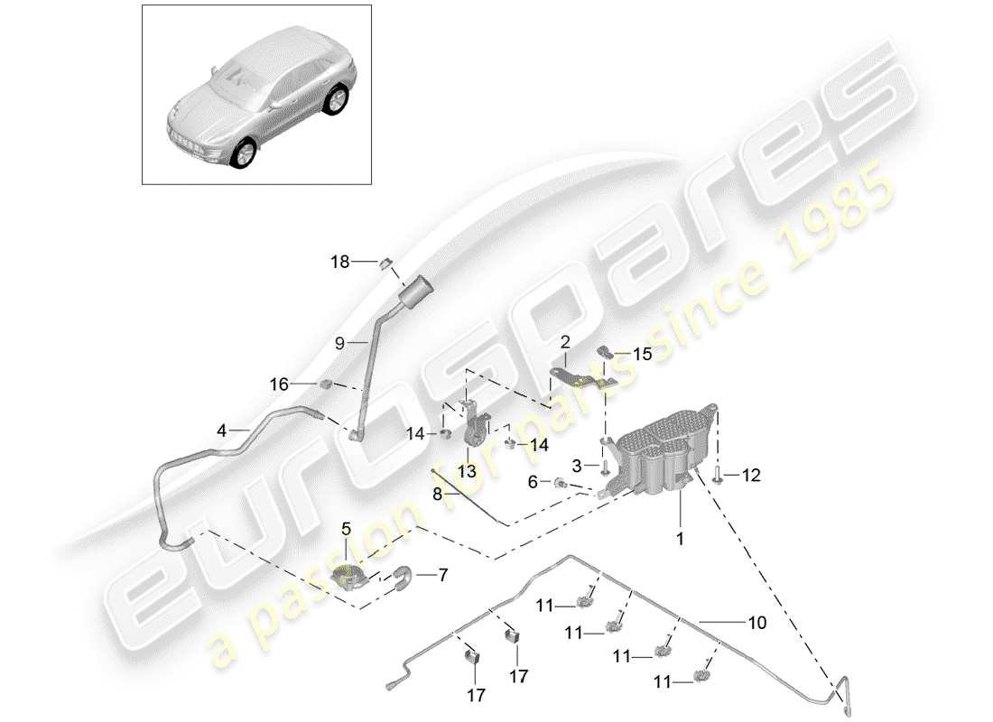 porsche macan (2014) evaporative emission canister part diagram