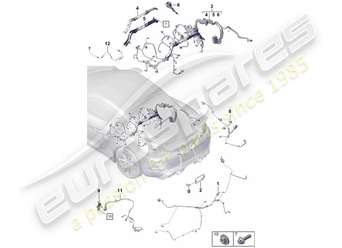 porsche boxster spyder (2020) wiring harnesses part diagram