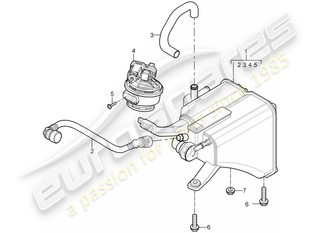 porsche cayenne (2010) evaporative emission canister part diagram