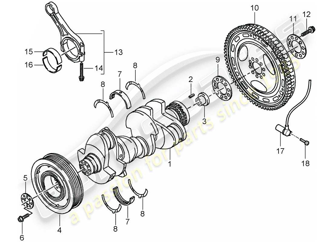 porsche cayenne (2010) crankshaft part diagram