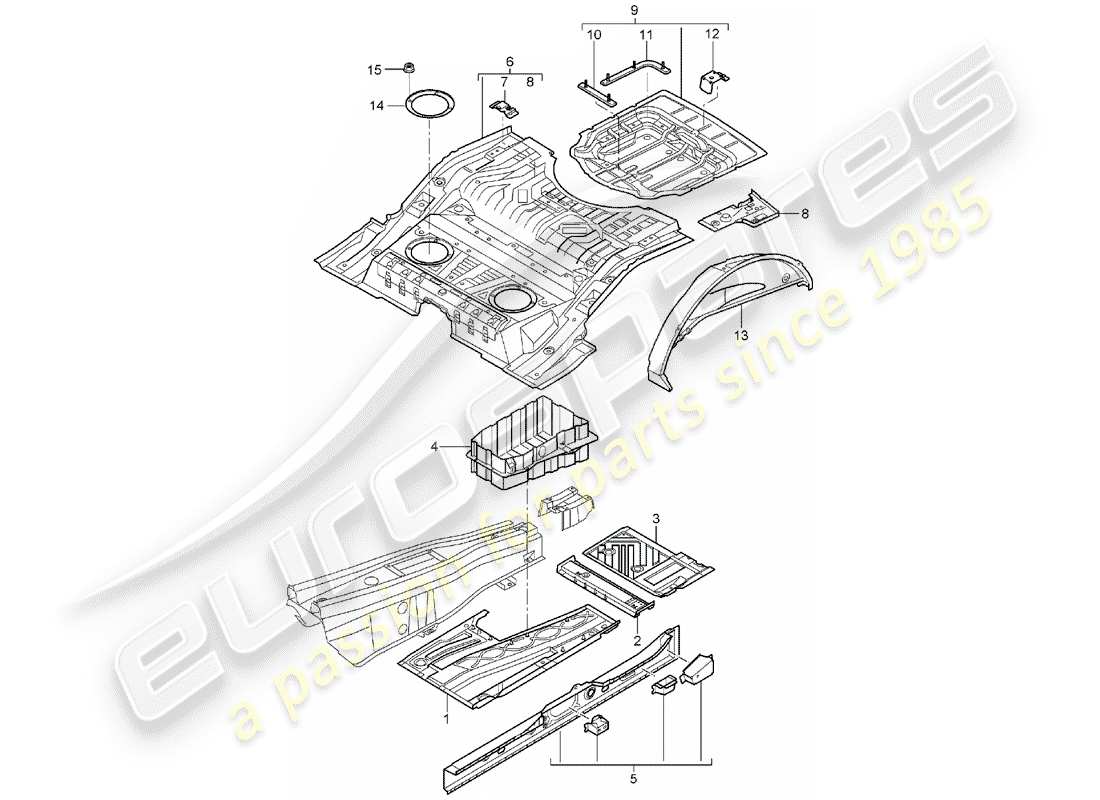 porsche cayenne (2003) floor plates part diagram