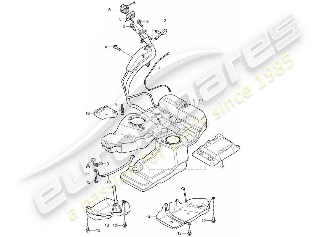 porsche cayenne (2009) fuel tank with part diagram