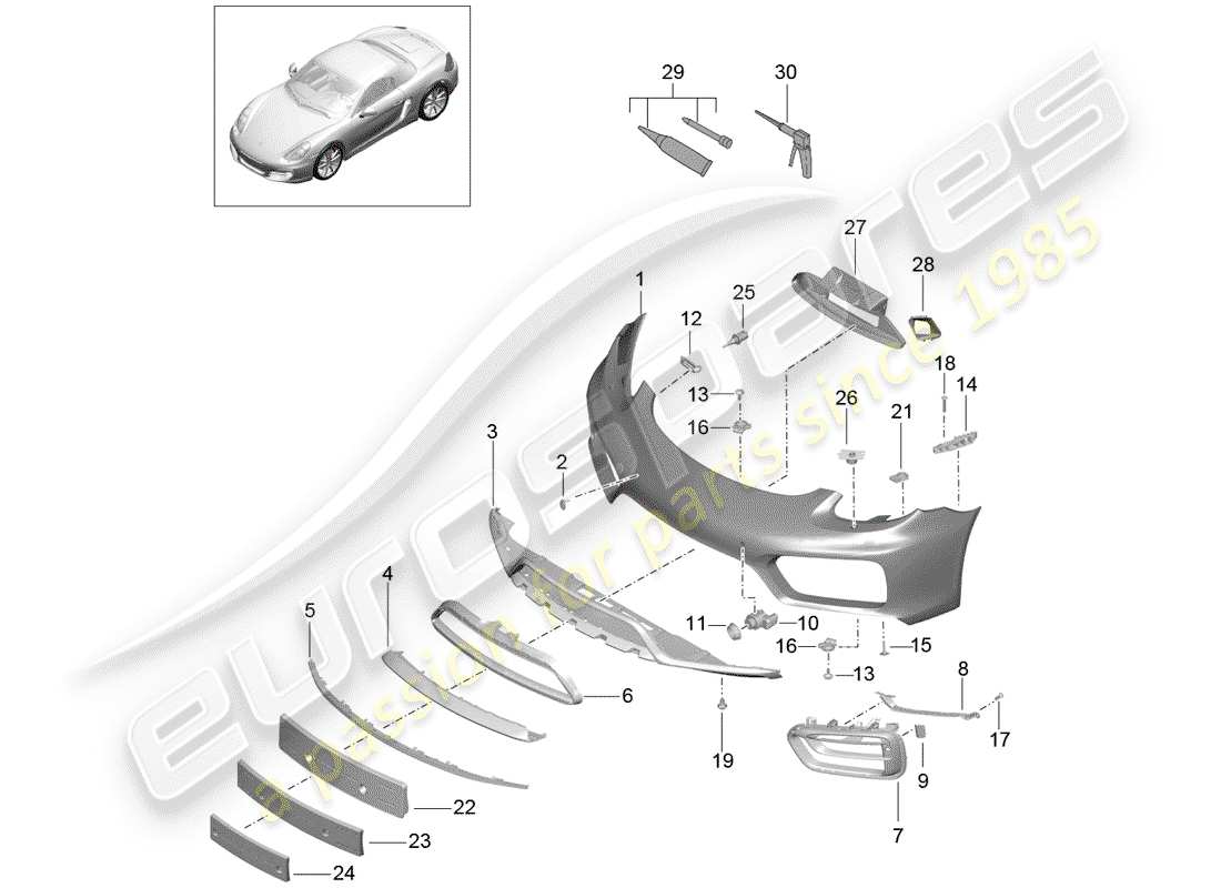 porsche cayman 981 (2015) bumper part diagram