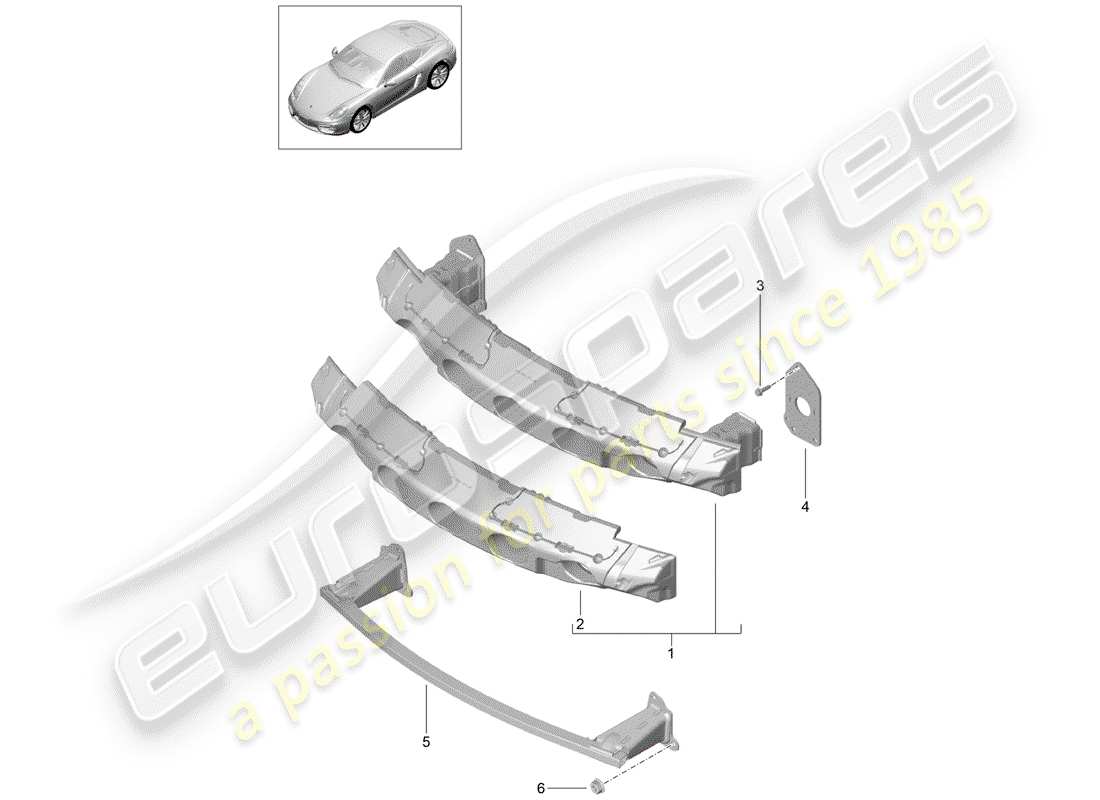 porsche cayman 981 (2014) bumper bracket part diagram