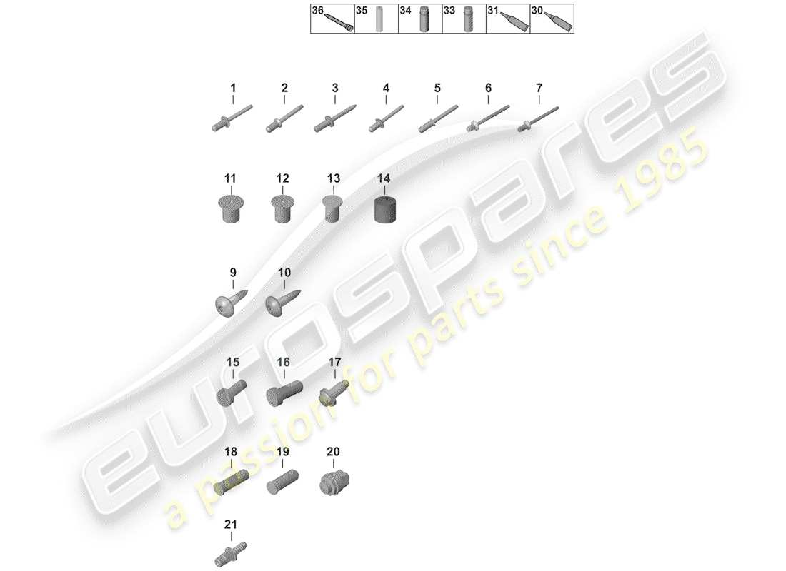 porsche 2019 fasteners part diagram