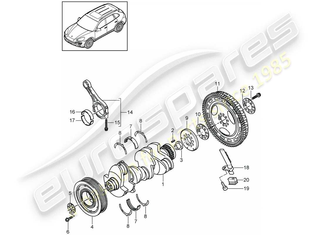 porsche cayenne e2 (2017) crankshaft part diagram