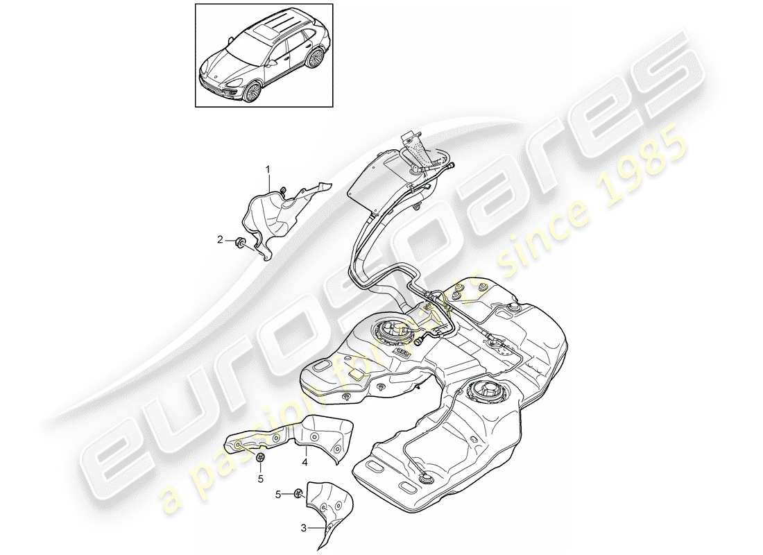 porsche cayenne e2 (2017) fuel tank part diagram