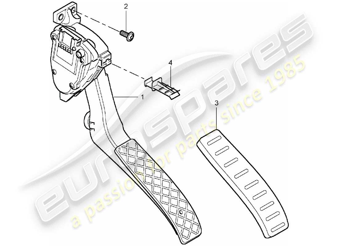 porsche cayenne (2003) brake and acc. pedal assembly part diagram