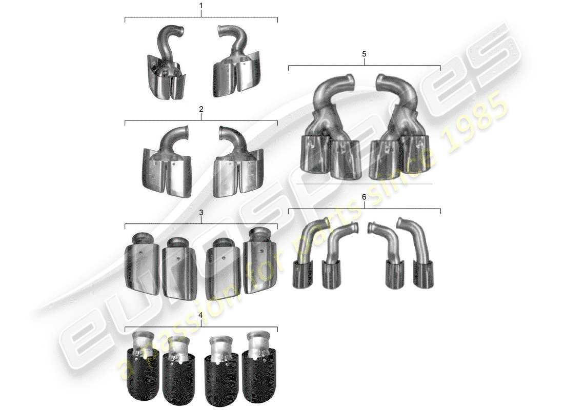 porsche tequipment cayenne (2017) tailpipe part diagram