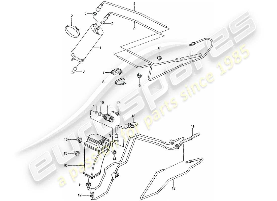 porsche 993 (1995) evaporative emission canister part diagram