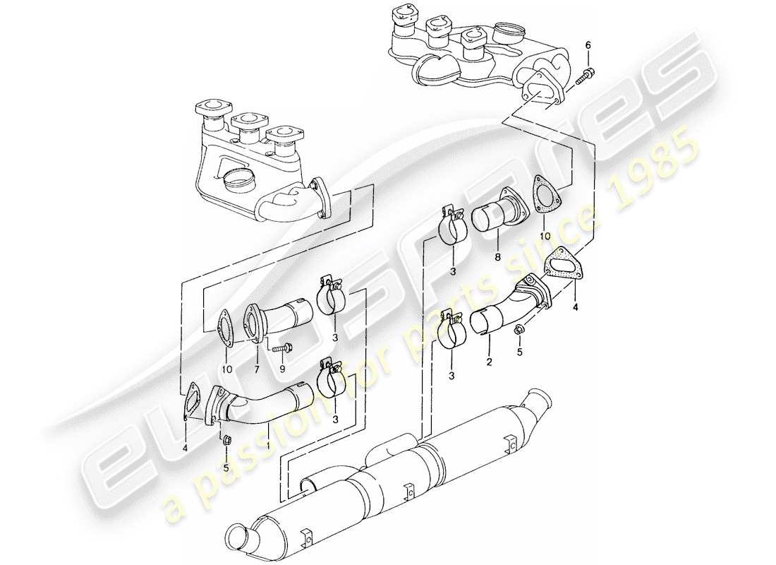 porsche 993 (1995) exhaust system - repair kits - see technical information - group 2 - nr. 2/98 part diagram