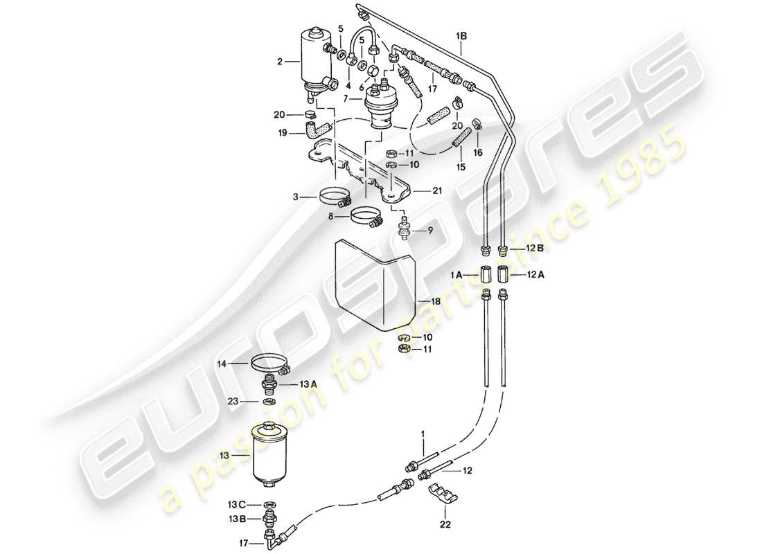 porsche 924 (1977) fuel system - f >> 92-46104 800 part diagram