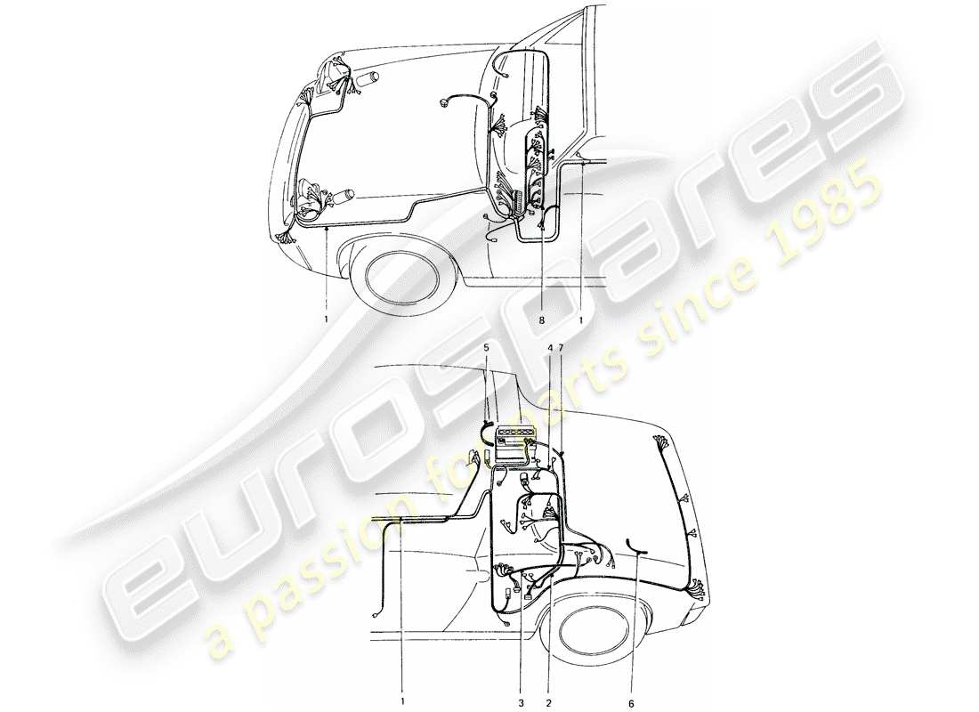 porsche 914 (1971) wiring harnesses part diagram