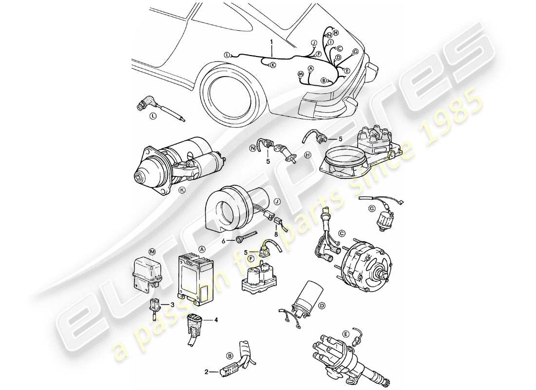 porsche 911 (1980) wiring harnesses - engine part diagram