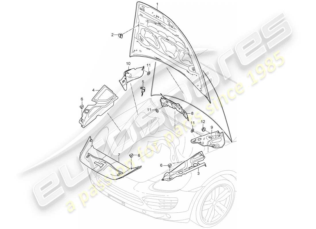 porsche cayenne e2 (2015) sound absorber part diagram