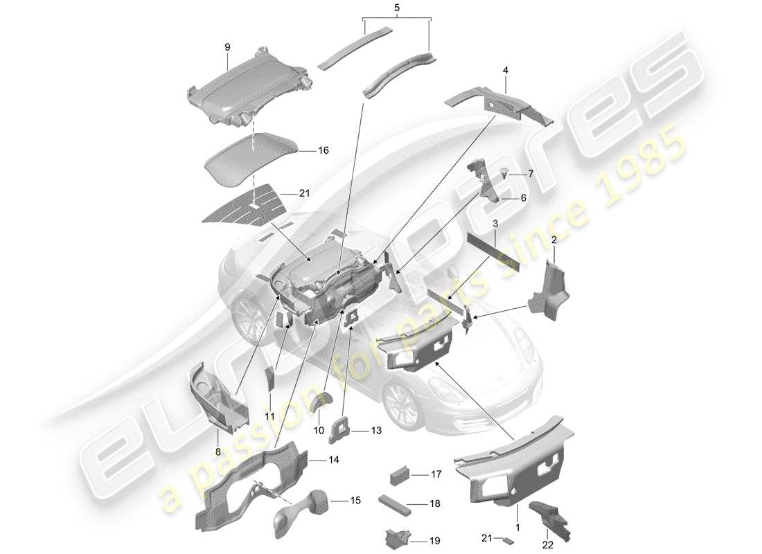 porsche boxster 981 (2013) body shell part diagram