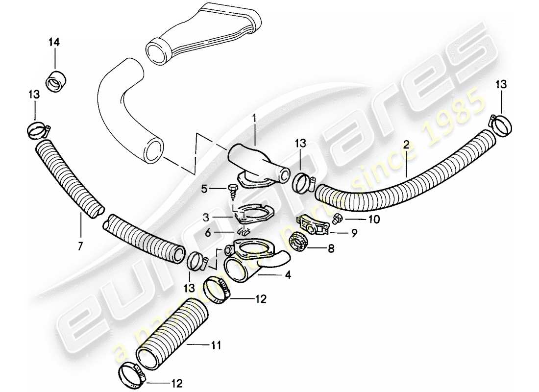 porsche 911 (1986) cooling air duct part diagram