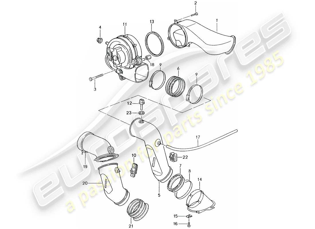 porsche 993 (1997) additional blower part diagram