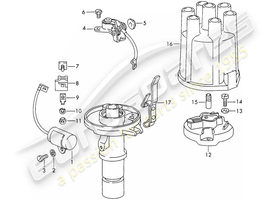 porsche 911/912 (1969) repair material - distributor part diagram