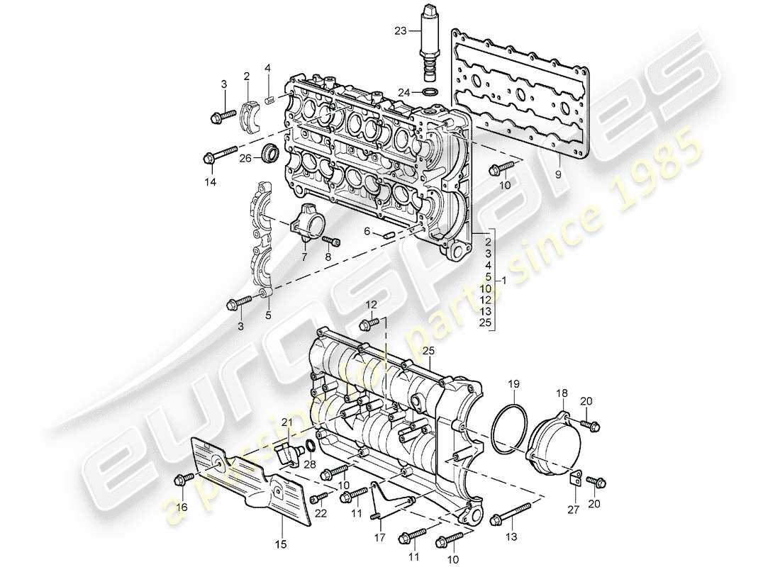 porsche 996 gt3 (2005) camshaft housing part diagram