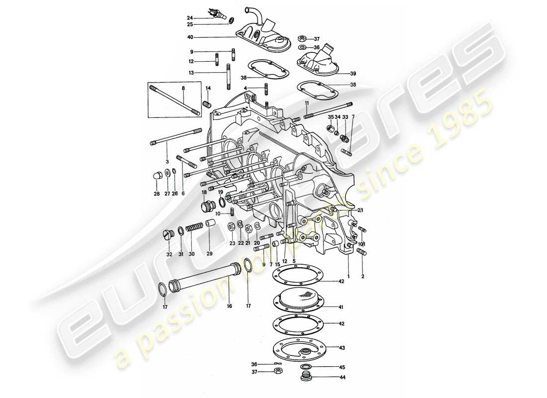 porsche 911 (1977) crankcase - repair set for maintenance - see illustration: part diagram