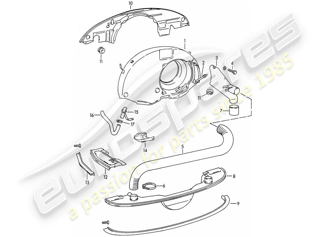 porsche 356b/356c (1965) air cooling - heater - new design part diagram