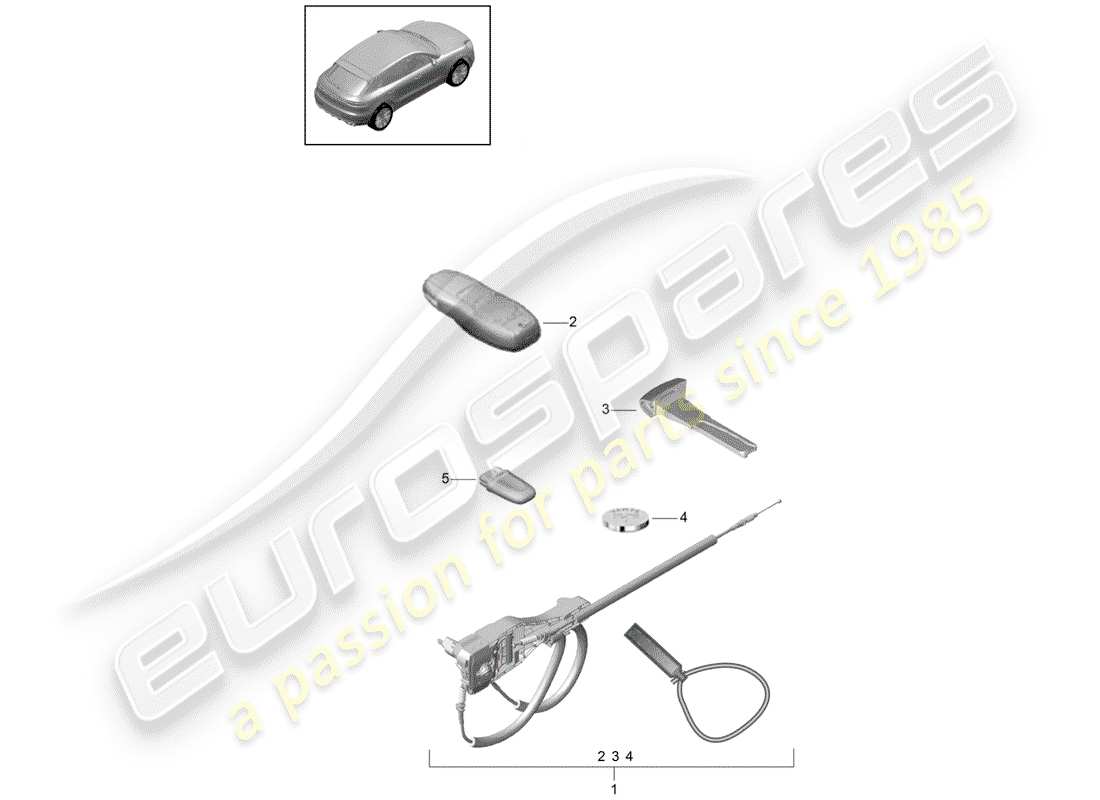 porsche macan (2019) 1 set of locks part diagram