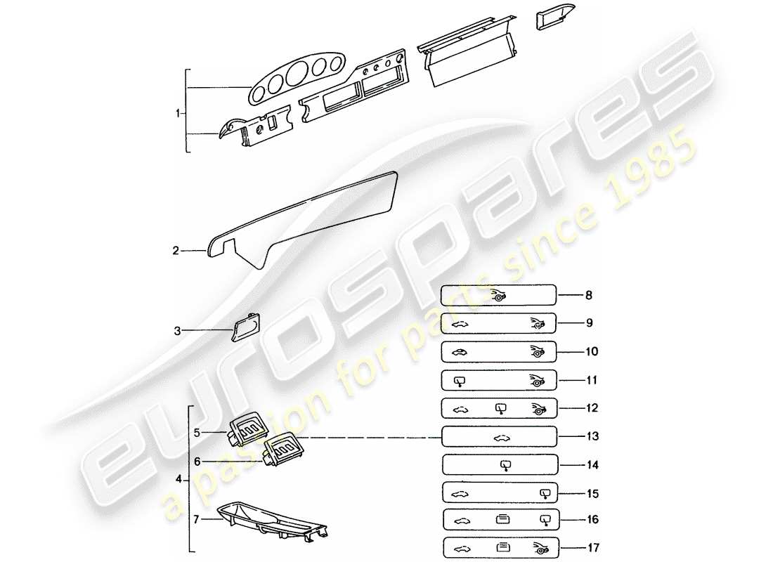 porsche tequipment catalogue (1997) passenger compartment part diagram