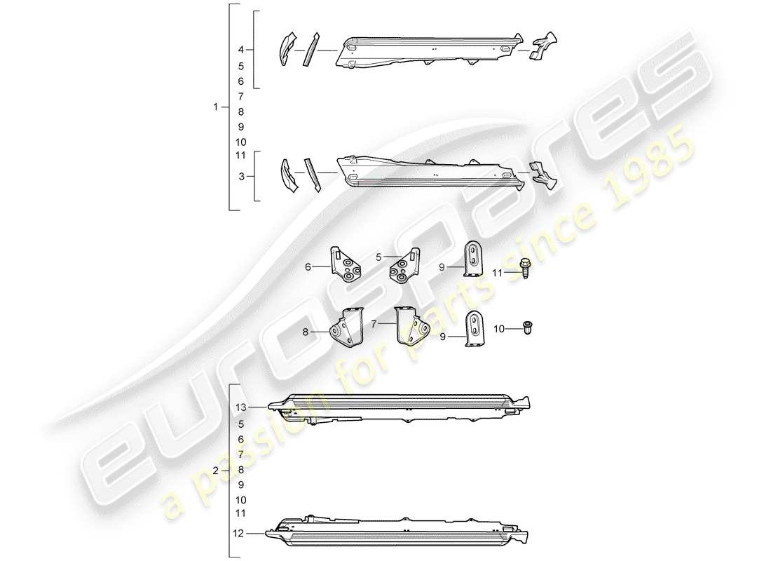 porsche tequipment cayenne (2004) side member trim part diagram