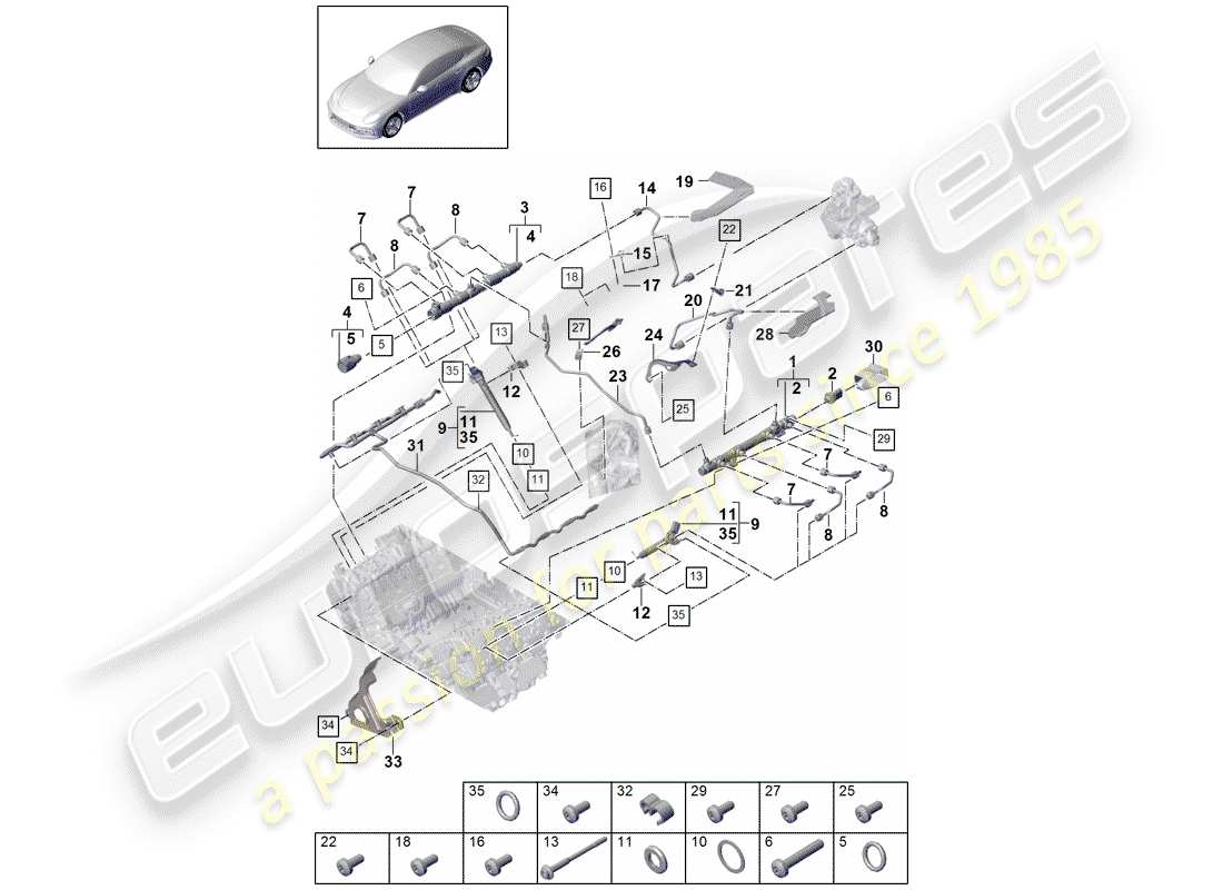 porsche panamera 971 (2018) fuel collection pipe part diagram